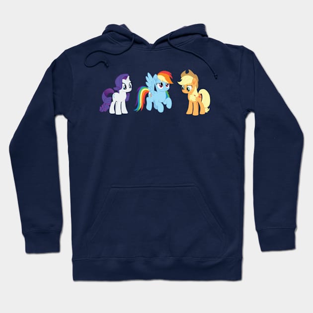 Rarity, Rainbow, and Applejack Hoodie by CloudyGlow